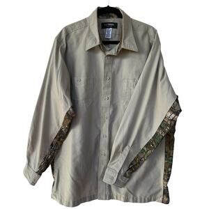 Wrangler Work Wear Button Up Shirt Mens XXL Tan Camo Western Redneck Cowboy READ